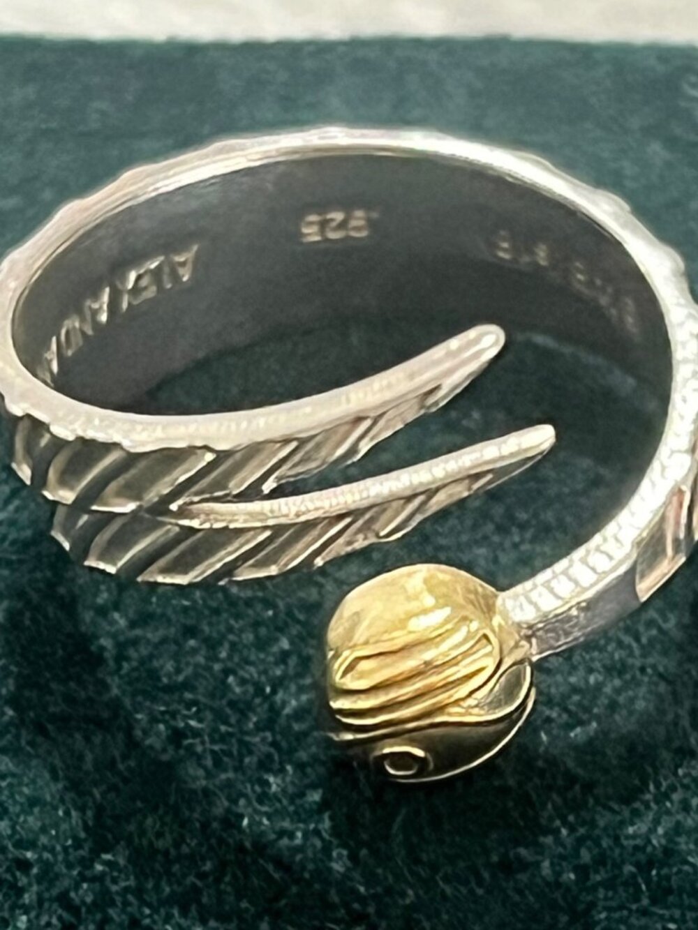Harry Potter Golden Snitch Wrap Ring 925 Sterling Silver & Gold Plated Size 7 - Picture 4 of 7